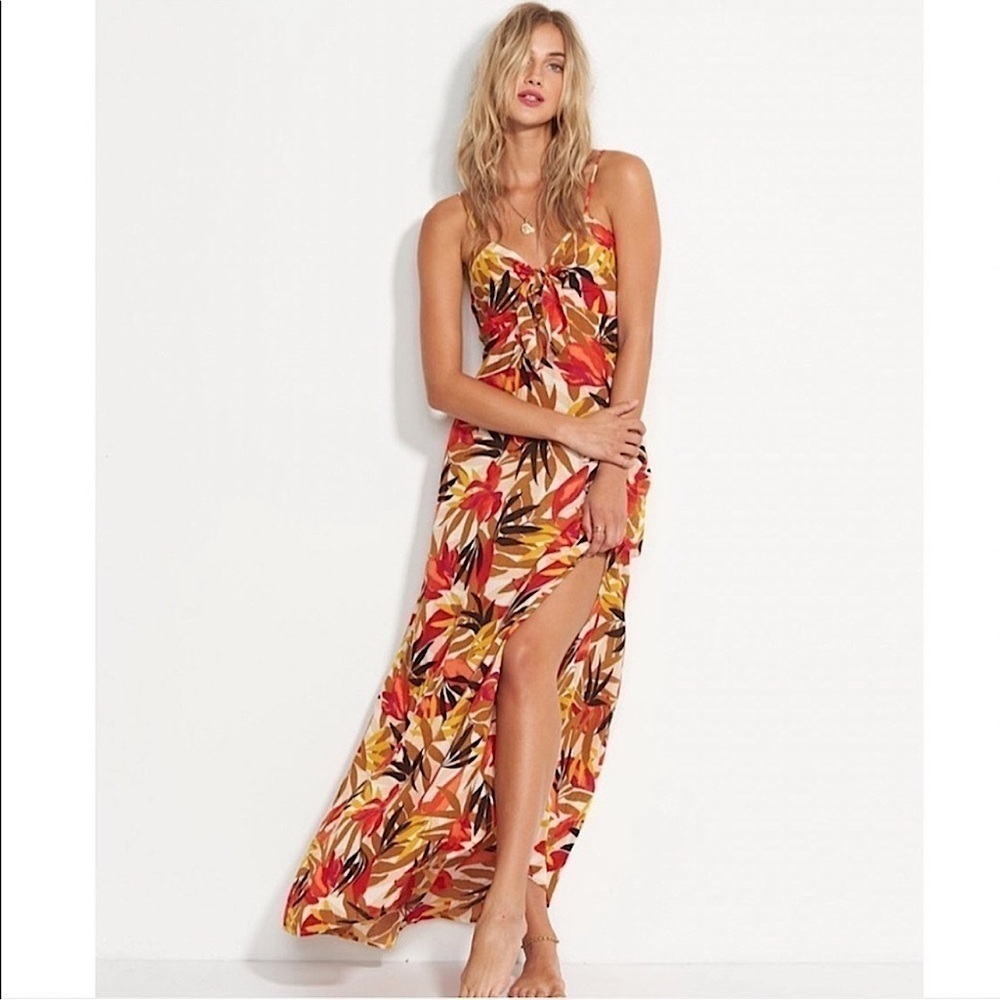 BILLABONG Sweet Kiss TWIST IT maxi DRESS tropical MULTI women’s size XS BOHO